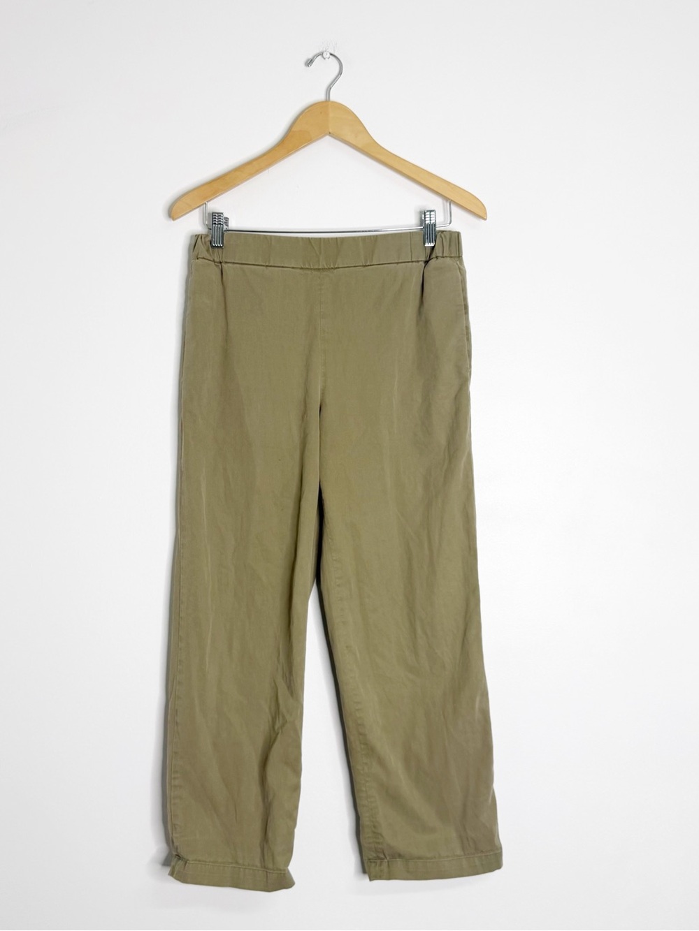 COS Pull On Wide Leg Pants Size 4 Olive Green Cotton Lyocell